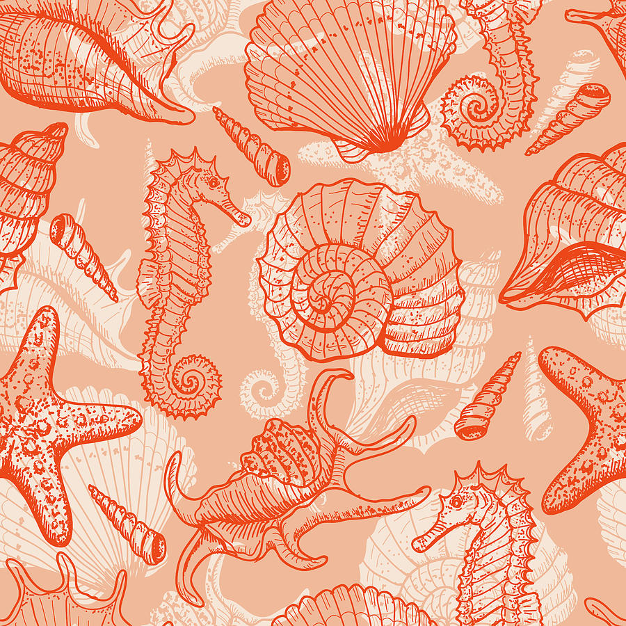 Sea Animals Seamless Pattern Drawing