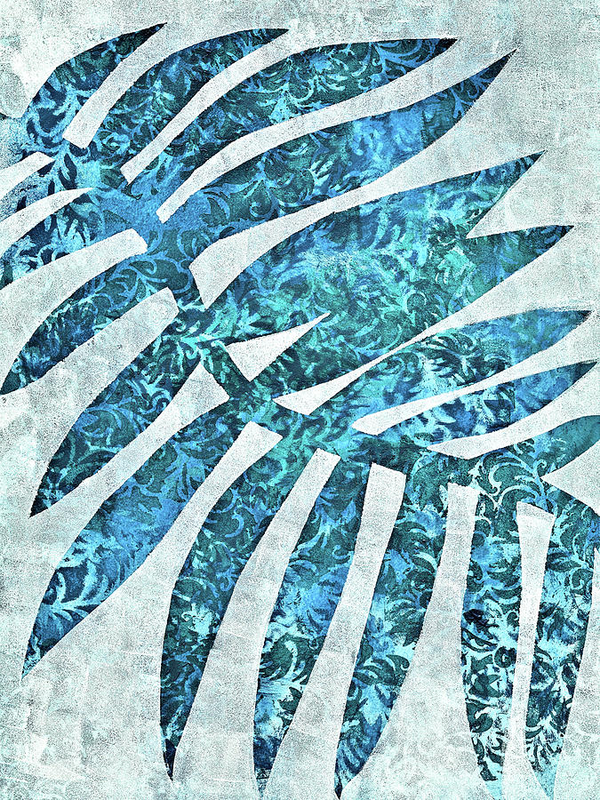 Jungle Painting - Sea Blue Palm by Cynthia Fletcher