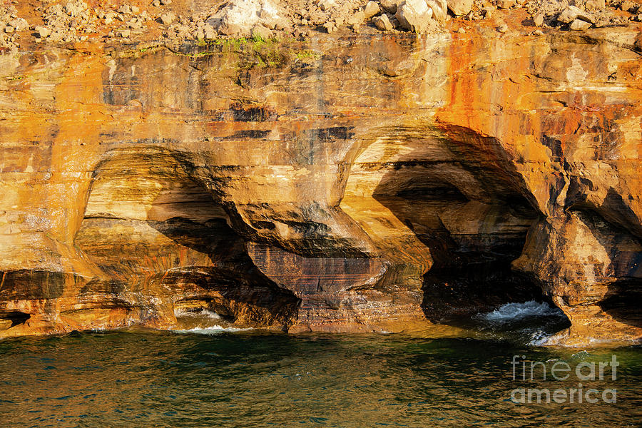 Sea Caves at Pictured Rocks National Lakeshore Three Photograph by Bob Phillips