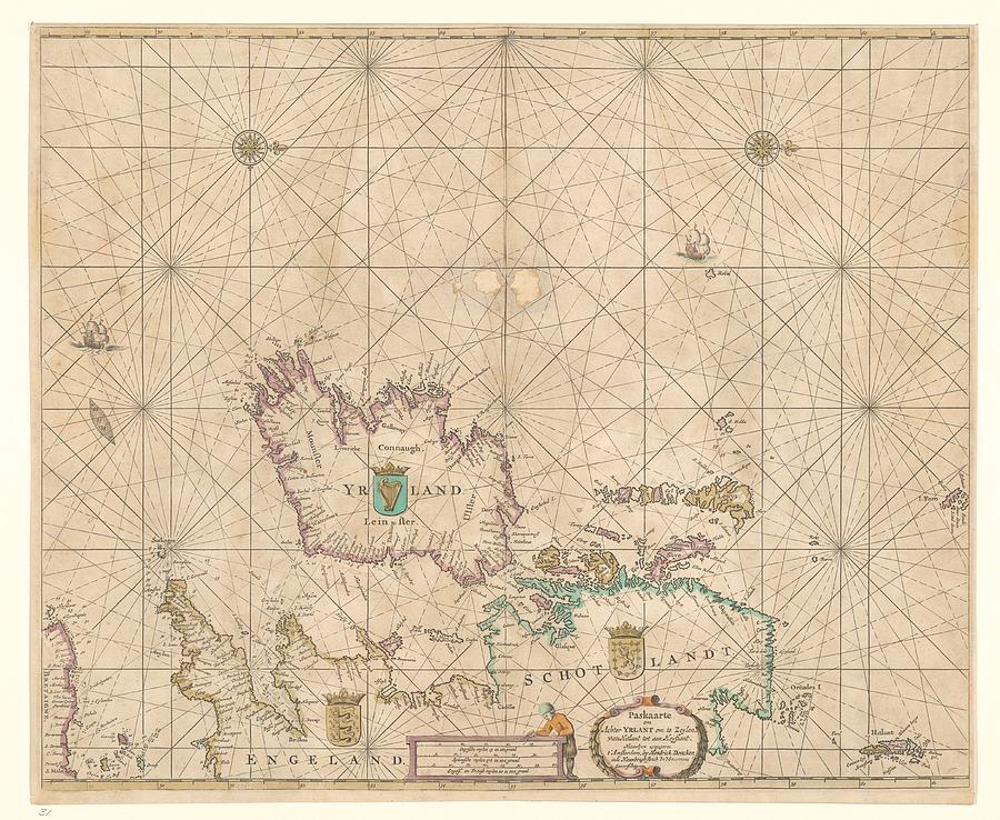 Sea Chart Of The Sea West Of Ireland Painting By Artistic Panda - Fine 