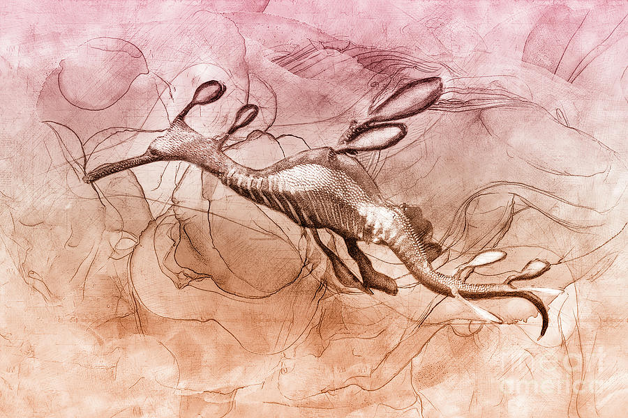 Sea Dragon - Monochrome Digital Art by Anthony Ellis