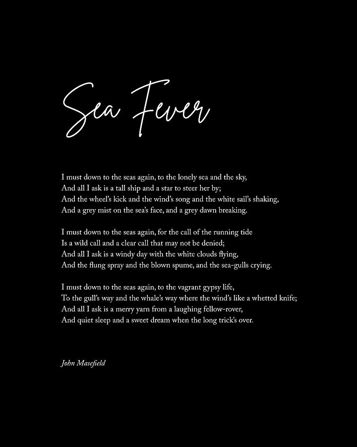 Sea Fever - John Masefield Poem - Literary Print 2 - Typography Digital Art by Studio Grafiikka