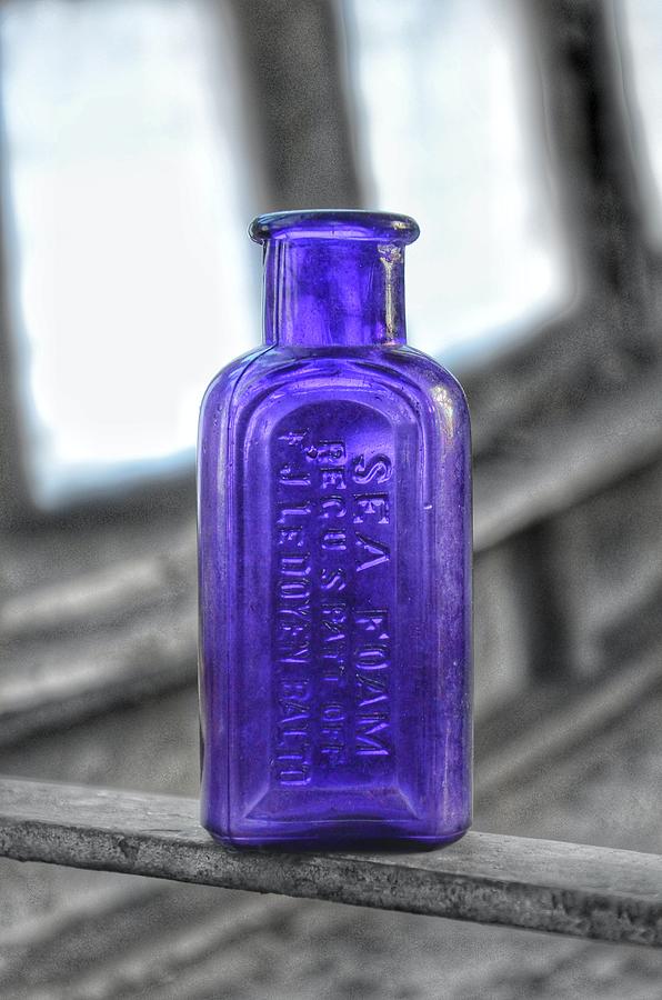 Sea Foam - Antique Purple Shade Glass Bottle Baltimore - Maryland Glass Corporation Photograph by Marianna Mills