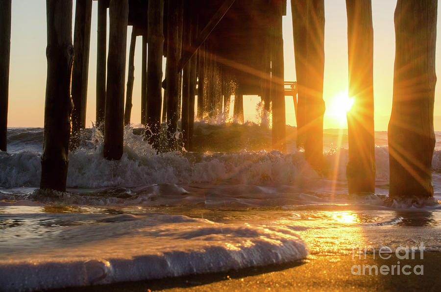 Sea Foam in the Sunlight Coastal Sunrise Landscape Photograph Photograph by PIPA Fine Art - Simply Solid