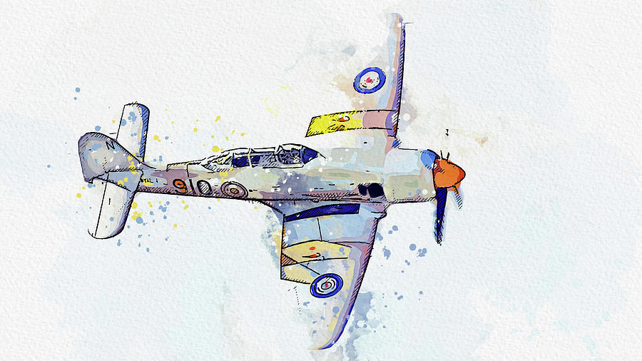 Sea Fury in watercolor ca by Ahmet Asar Painting by Celestial Images