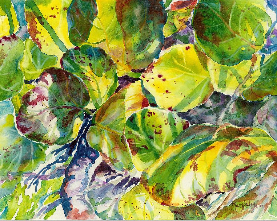 Sea Grape Leaves Painting by Mary Haley-Rocks