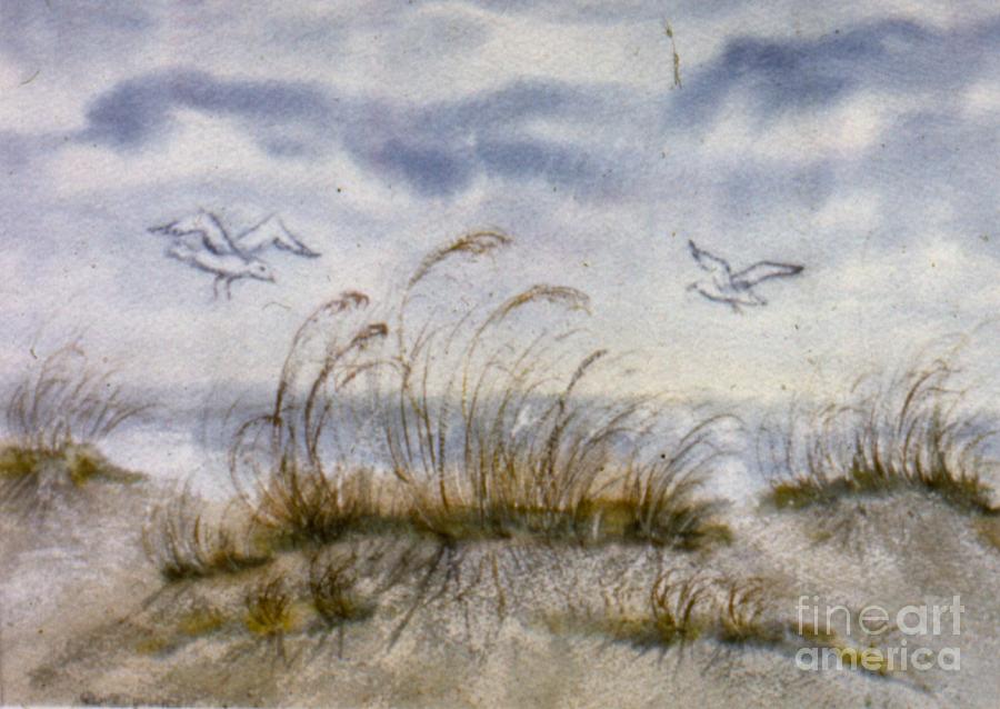 Raleigh Painting - Sea Gulls and Sea Oats -- Stolen from 1970s North Ridge Raleigh NC Art Show by Catherine Ludwig Donleycott