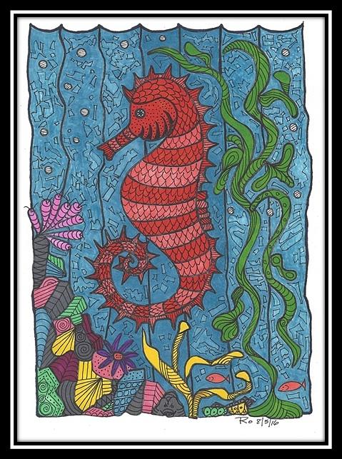  Sea Horse Drawing by Rosalie Virtue