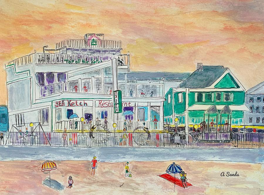 Sea Ketch Restaurant Hampton Beach Painting by Anne Sands