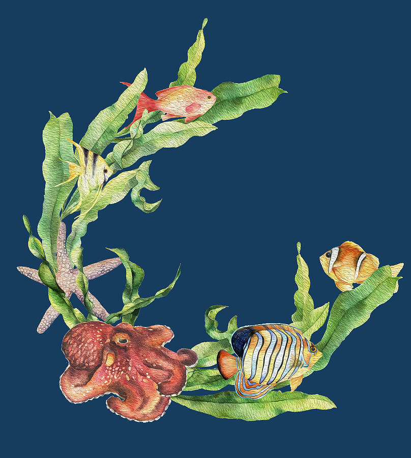 Sea Life Mixed Media - Sea Life Wreath Painted by Johanna Hurmerinta Sea Life Mixed Media - Sea Life Wreath Painted by Johanna Hurmerinta