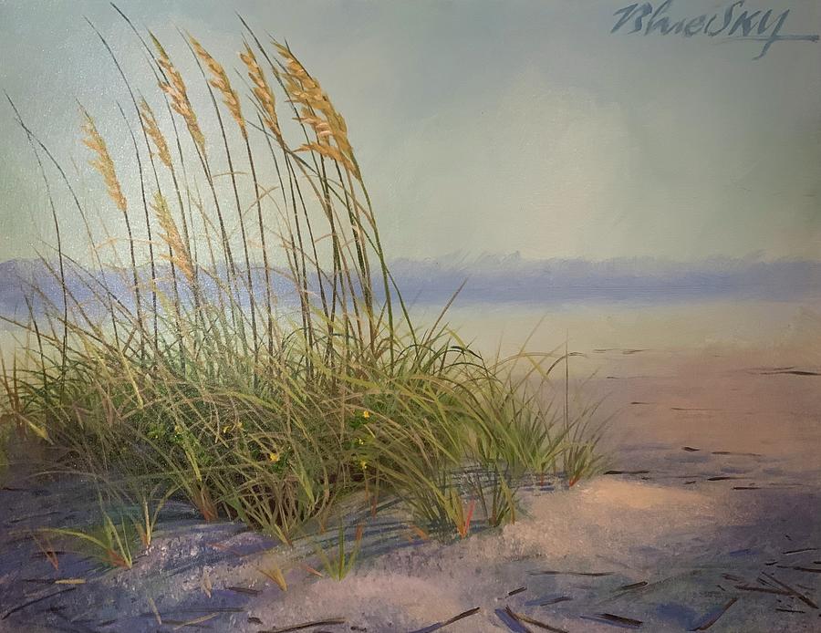 Sea Oats and Mist Painting by Blue  Sky