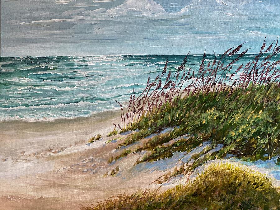 Sea Oats on the Atlantic Painting by Marilyn Zalatan