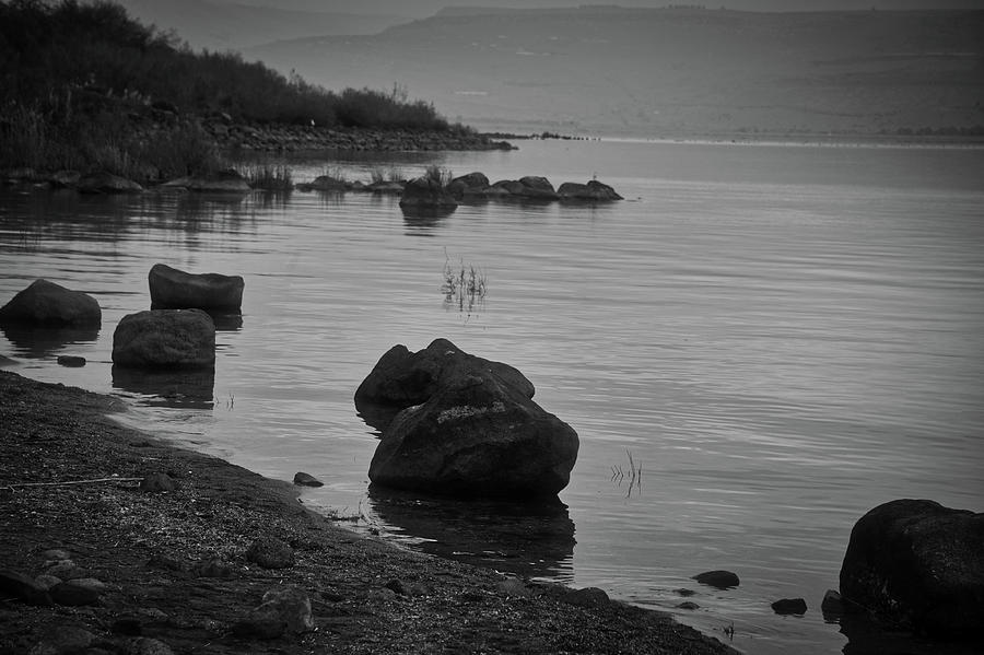 Sea Of Galilee In Black And White 015 Photograph