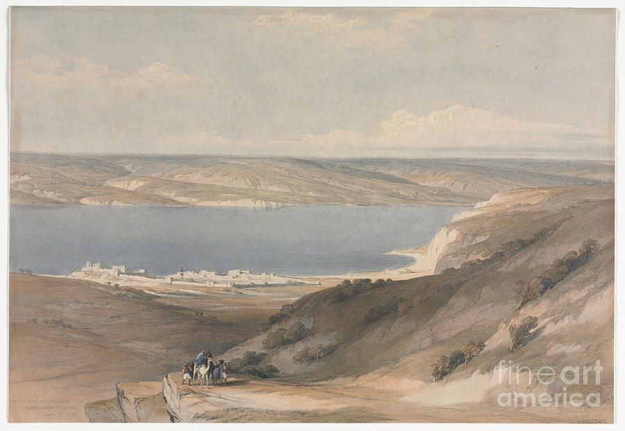 Sea of Galilee looking Towards Bashan Painting by Historic illustrations