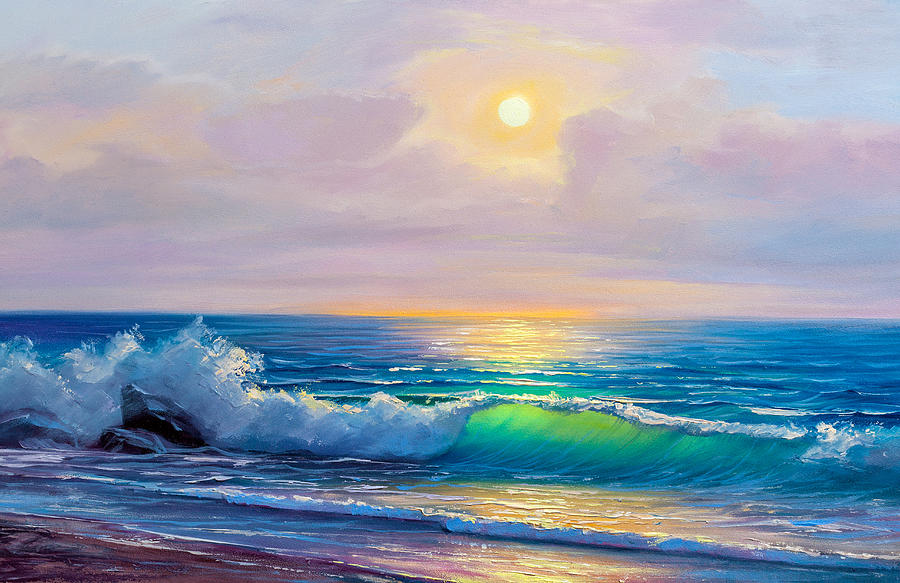 Sea Oil Painting Painting by Haixia Wang - Fine Art America