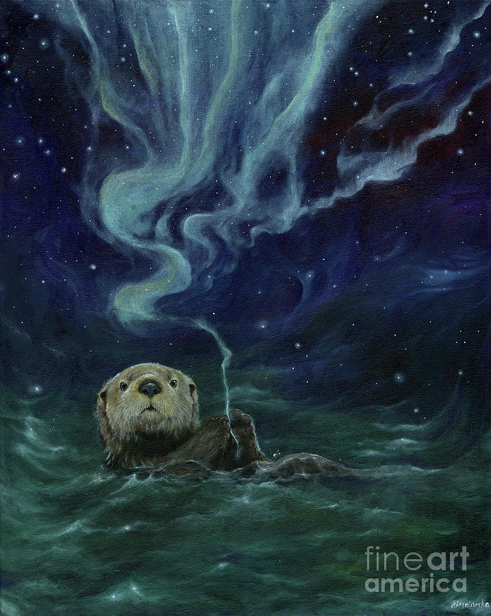 Sea otter Painting by Ang El
