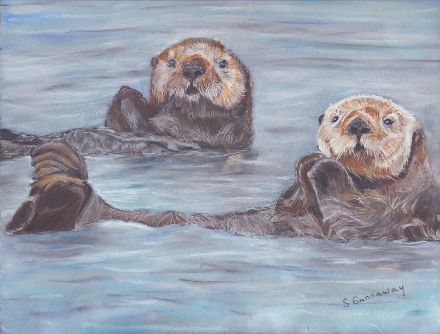 Sea Otter Buddies Pastel by Sue Gannaway - Fine Art America