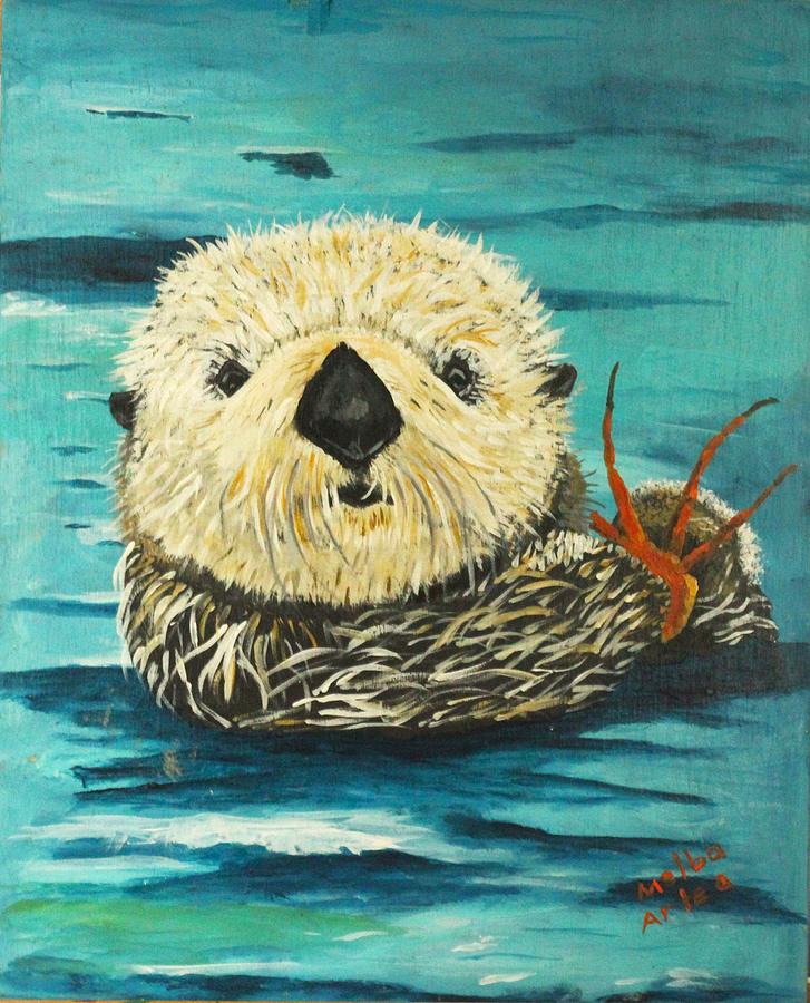 Sea Otter Eating Crab Painting by Melba Artea - Fine Art America