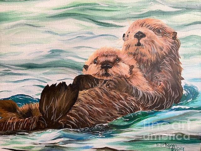 Sea Otter Family Painting by Barbara Gilroy - Fine Art America