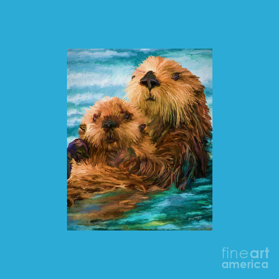 Sea Otter Mom and Pup Drawing by Claud M Wilcox - Fine Art America