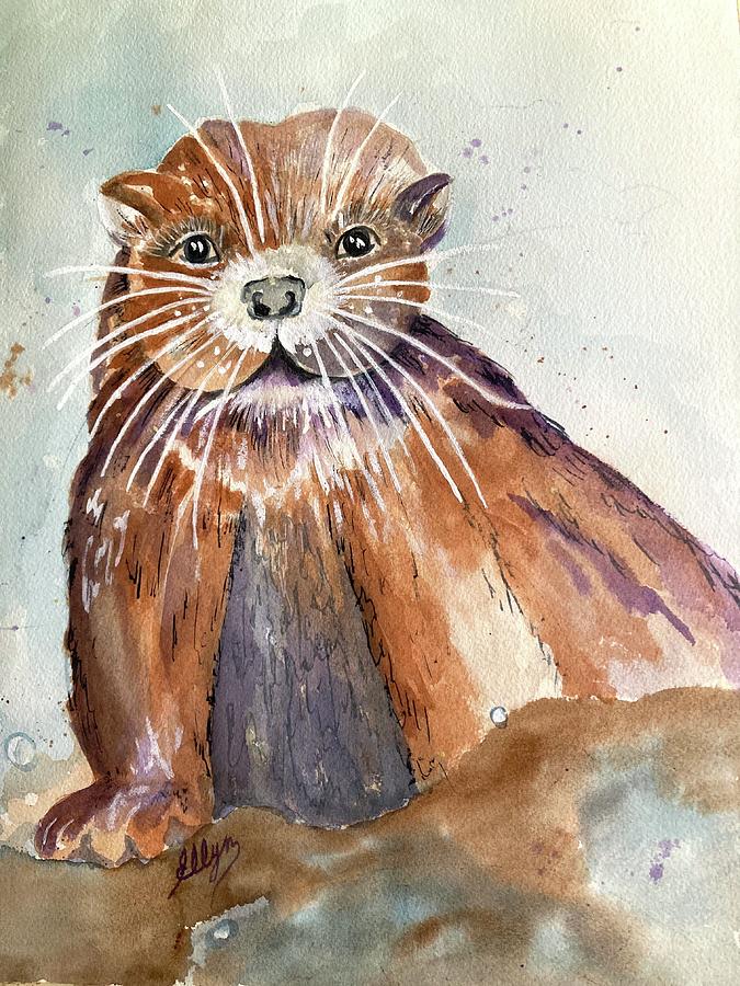 Sea Otter on the Rocks  Painting by Ellen Levinson