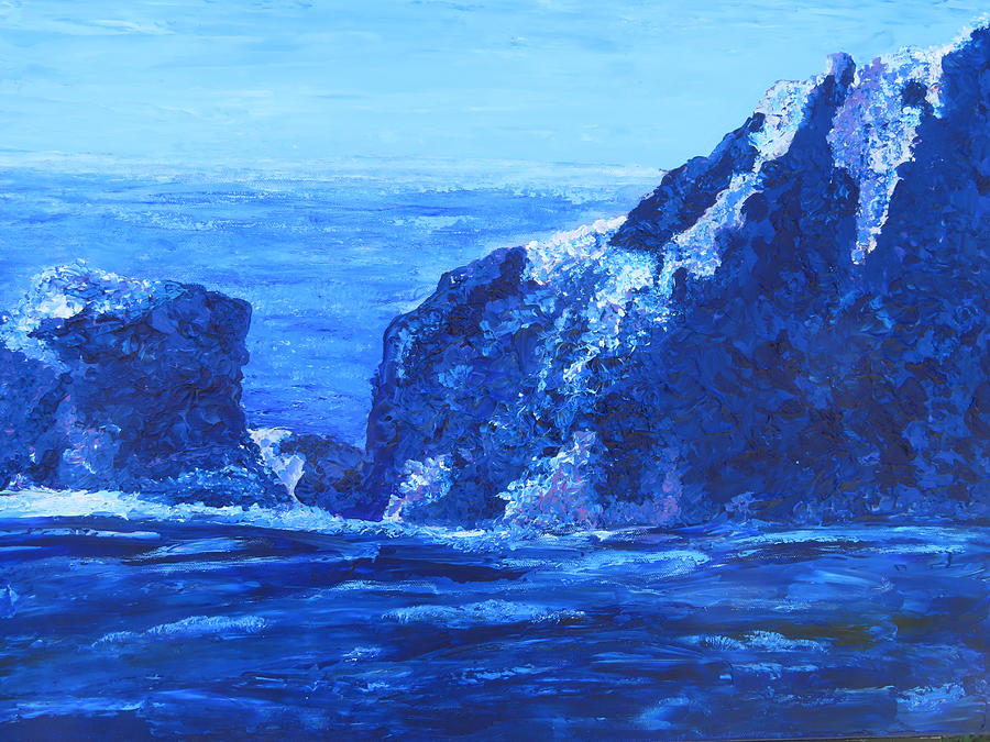 Sea Rocks Painting by Alice Faber