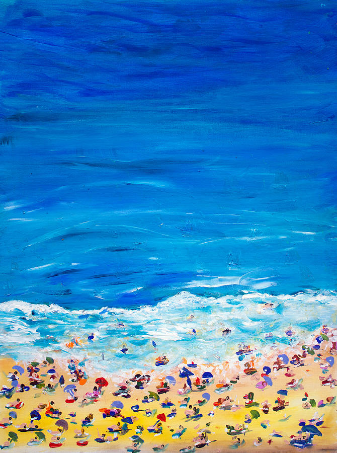 Abstract Painting - Sea Sand Sun Swimming  by Mehwish Kamran