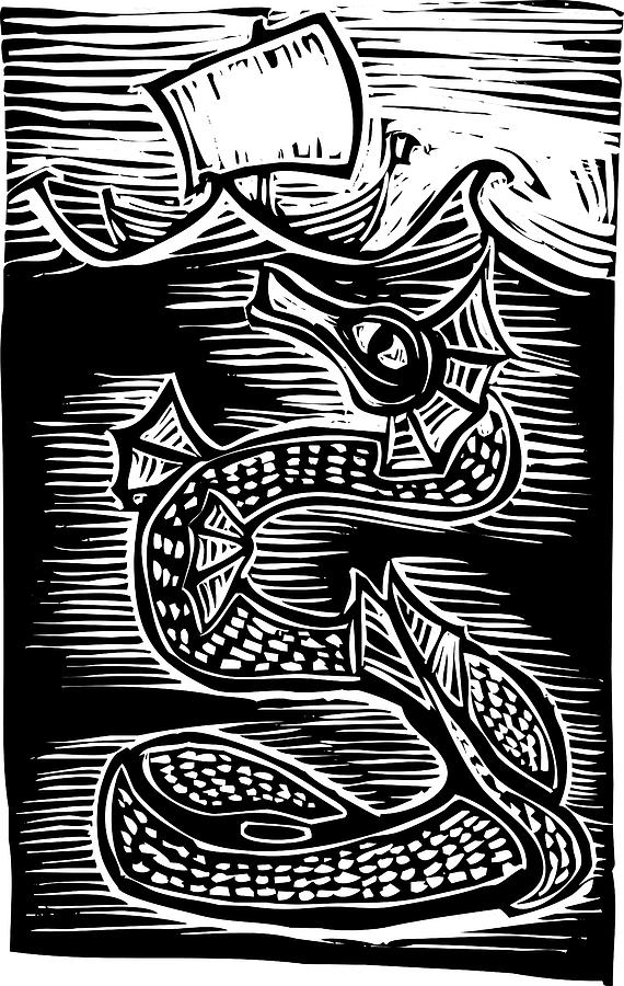 Sea Serpent Drawing by Jeffrey Thompson