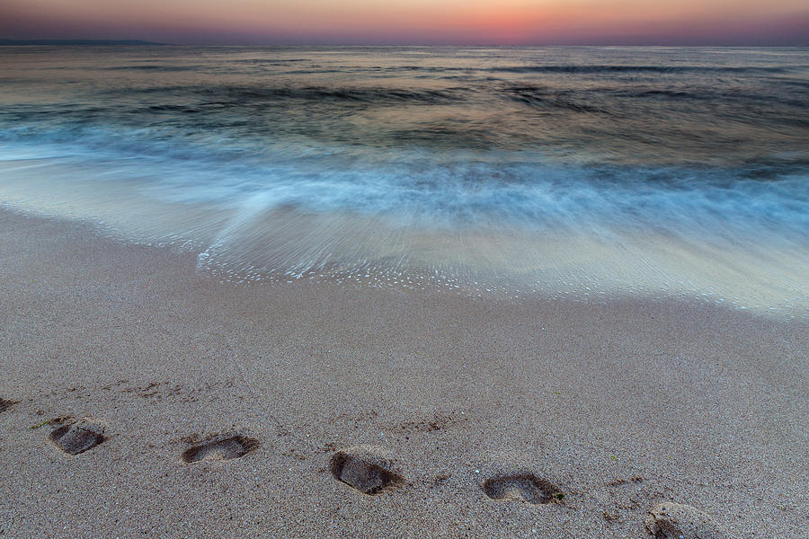 Sea Shore With A Sandy Beach With Traces Of Feet Photograph by Dmytro_Skorobogatov