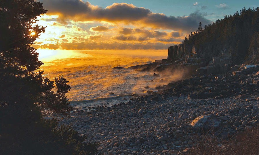 Sea Smoke Sunrise Photograph by Stephen Vecchiotti