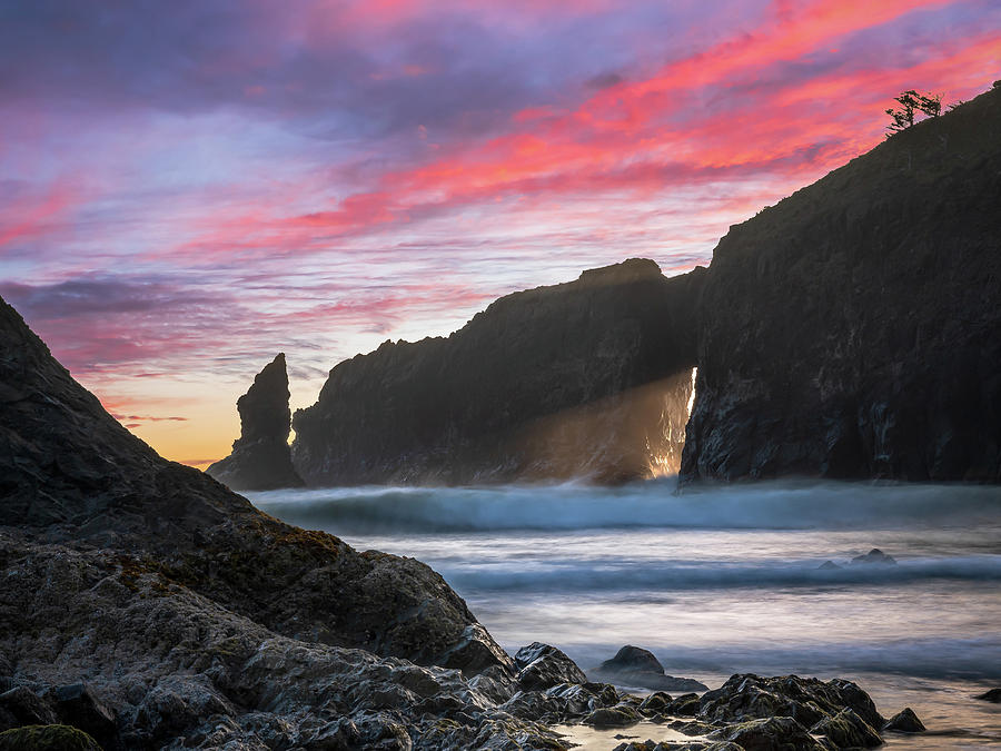 Sea stack sunset in Olympic National Park Photograph by Robert Miller