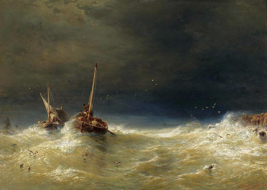 Sea tempest Painting by EduardHildebrandt | Pixels