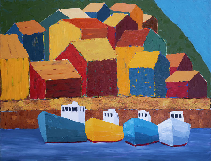 Sea Town Painting by John Farley
