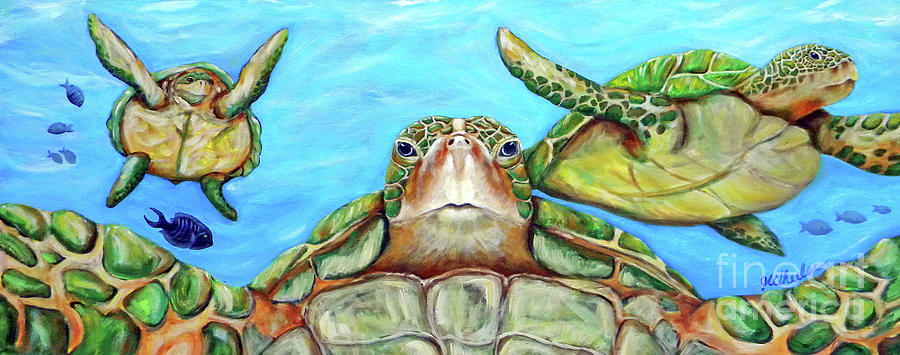 Sea Turtles Painting by JoAnn Wheeler