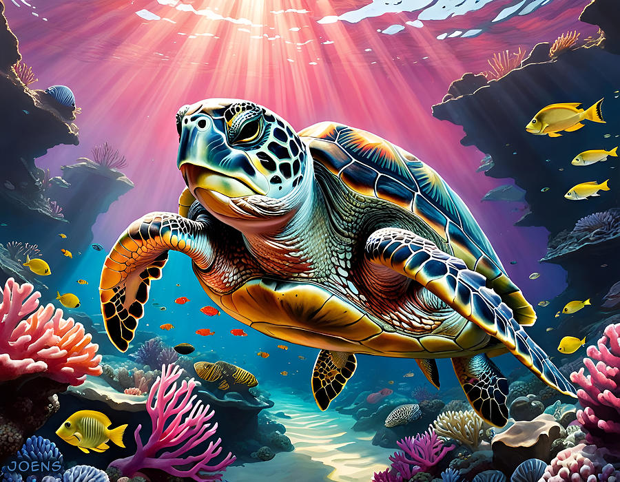 Animal Digital Art - Sea Turtle 29JAN24 by Greg Joens