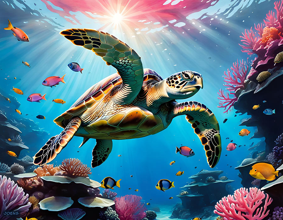 Animal Digital Art - Sea Turtle 342 by Greg Joens