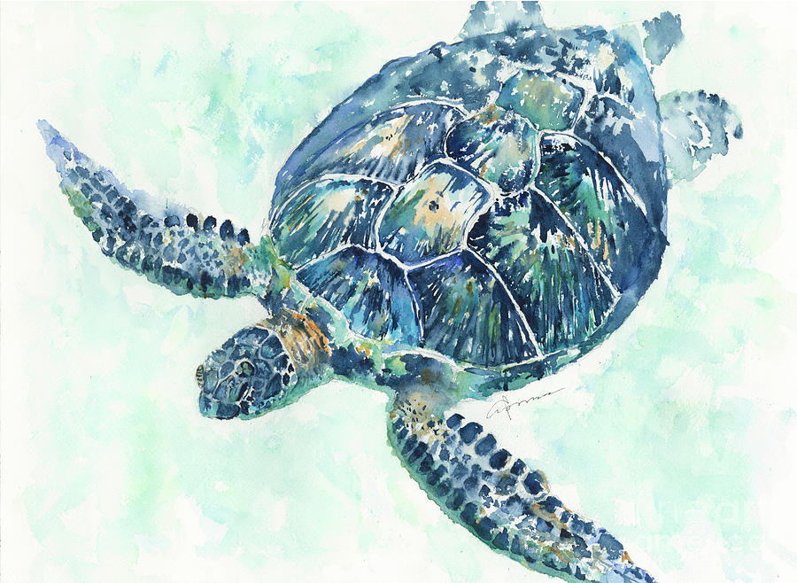 Sea Turtle 8a Painting by Claudia Hafner