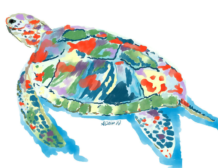 Sea Turtle Painting by Angela Deiss - Fine Art America