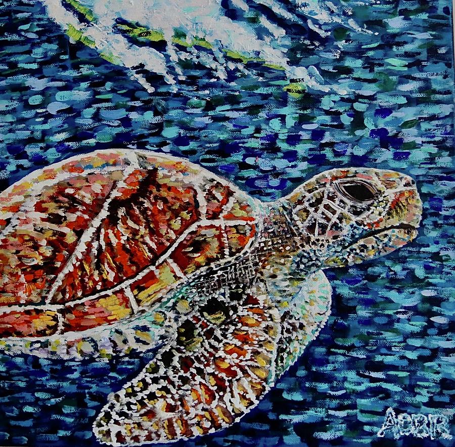 Sea turtle Painting by Anneliese OBannon-Robles | Pixels