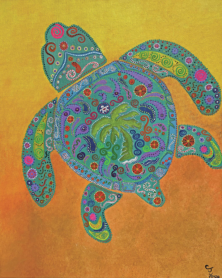 Sea Turtle at Sunset Painting by Courtney Jones | Fine Art America