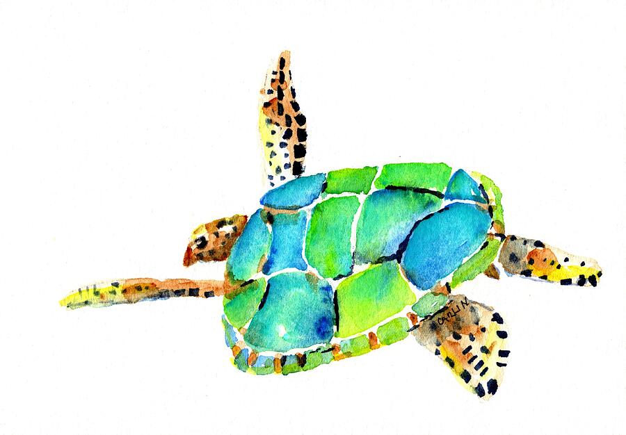 Sea Turtle Painting by Carlin Blahnik CarlinArtWatercolor