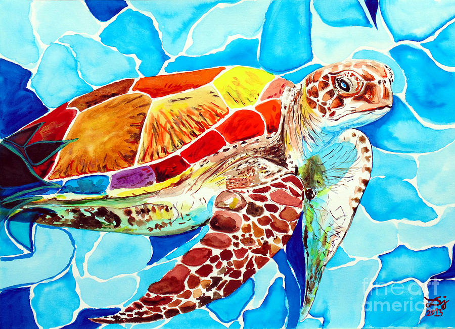 Sea Turtle Painting by Daniel Janda - Fine Art America