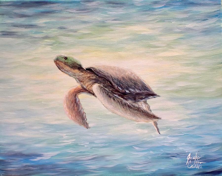 Sea Turtle Delight Painting by Joseph Cantin - Fine Art America