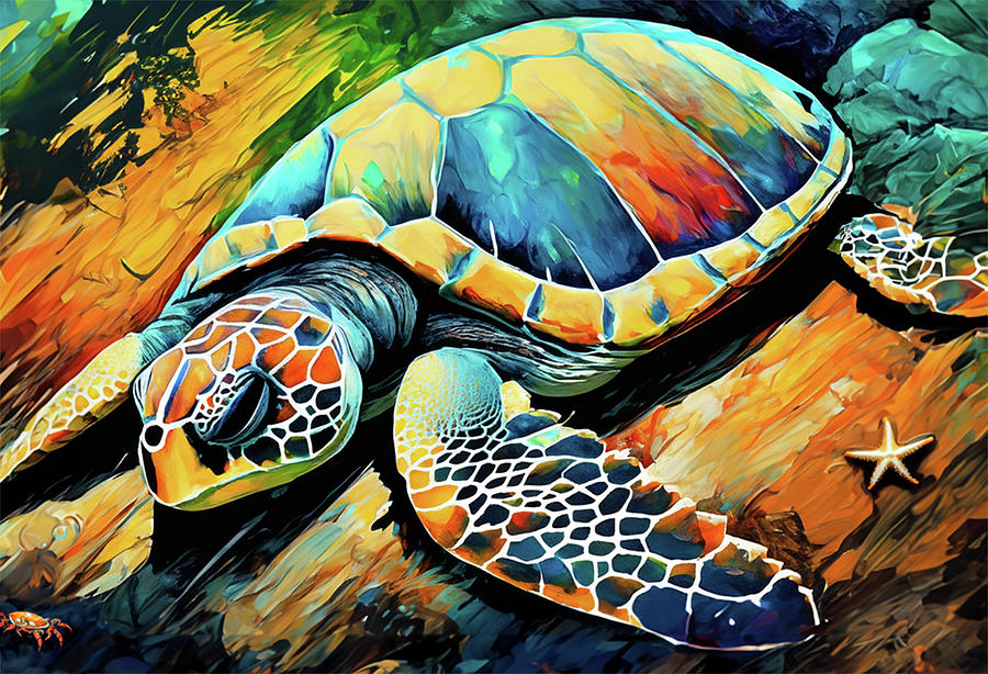 Sea Turtle Mixed Media by Dellita S - Fine Art America