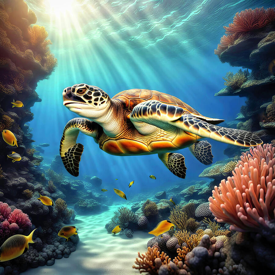 Sea Turtle Digital Art by Donna Kennedy