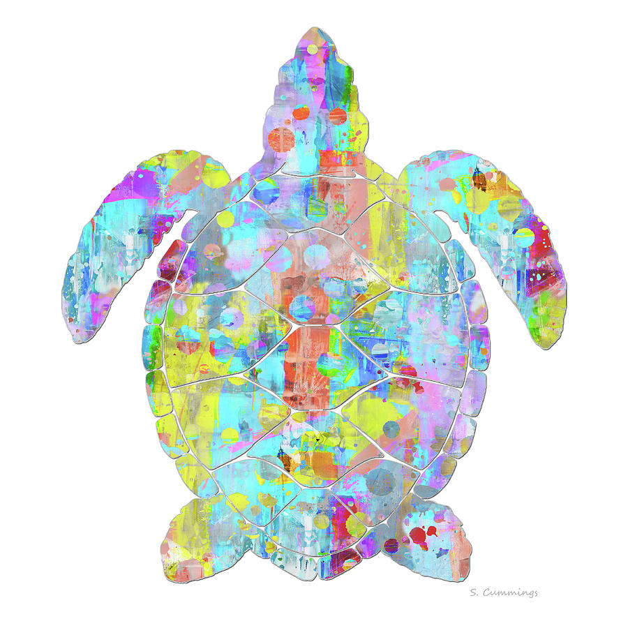 Sea Turtle Fresh Color Art Painting by Sharon Cummings