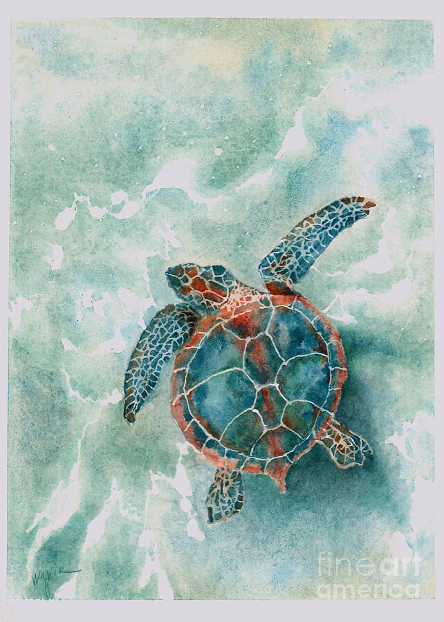 Sea Turtle Painting by Hilda Wagner
