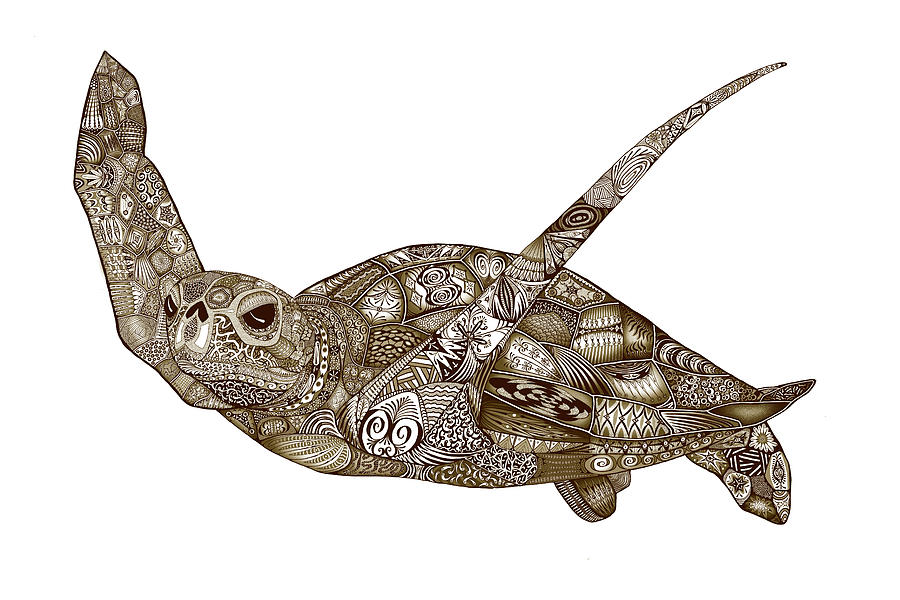 Sea Turtle Painting by Hone Williams