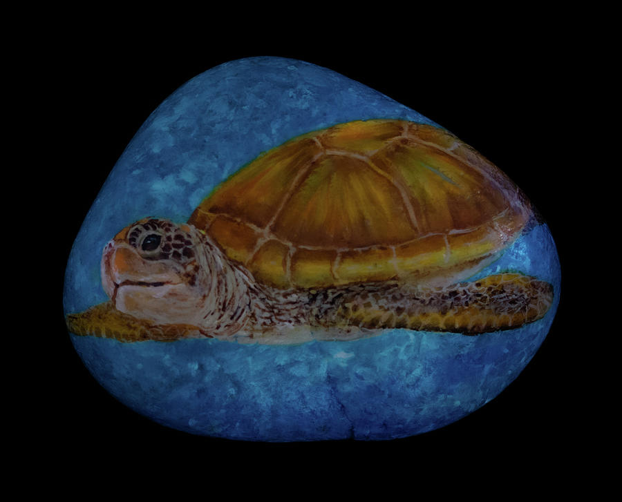 Sea Turtle Incoming Painting by Nancy Lauby