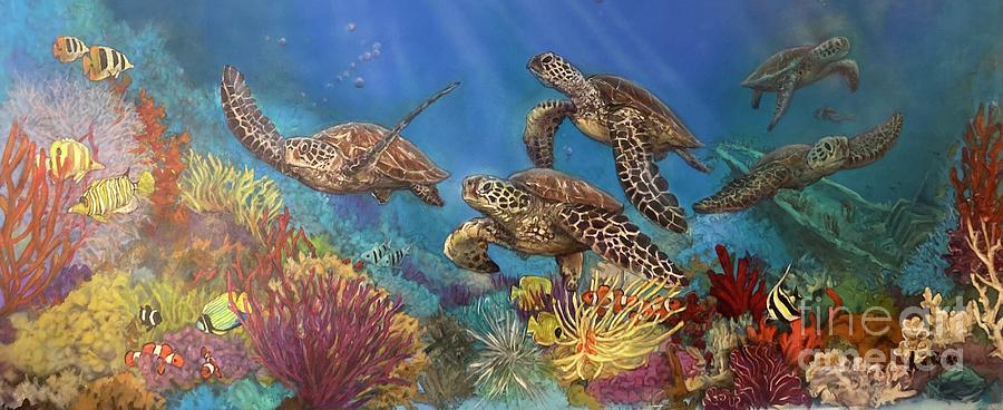 Sea turtle  Painting by Joe Rizzo